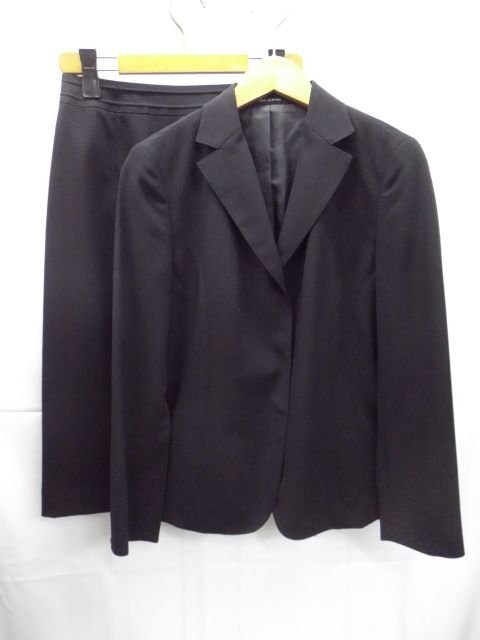 美品★COMME CA DU MODE◎コムサデモード/春夏/スーツ/上下セットアップ/ジャケット&スカート/ブラック/黒/日本製/9サイズ拍卖