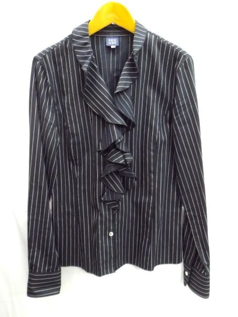 美品★BBH◎Maker's Shirt/メーカーズシャツ/鎌倉シャツ/ストライプ/長袖ブラウス/ブラック/黒/日本製/11サイズ拍卖