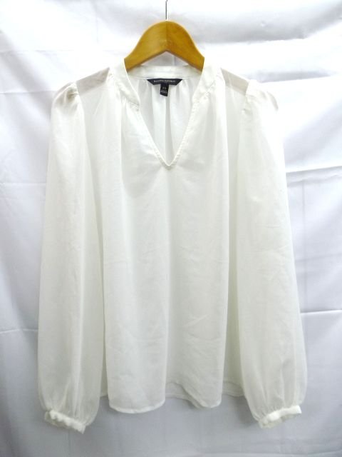 ★BANANA REPUBLIC◎バナナリパブリック/長袖ブラウス/長袖シャツ/シルク/ホワイト/白/XSサイズ拍卖