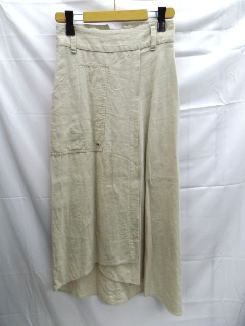 美品★ADOLFODOMINGUEZ◎アドルフォミンゲス/ロングスカート/麻/ベージュ/W68cm/36サイズ拍卖