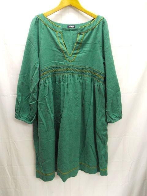 美品★JOURNAL STANDARD◎ジャーナルスタンダード/ベイクルーズ/ワンピース/チュニック/刺繍/グリーン/緑拍卖