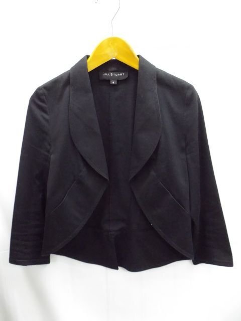 美品★JILLSTUART◎ジルスチュアート/前開きジャケット/コットンシルク/ブラック/黒/日本製/Sサイズ拍卖