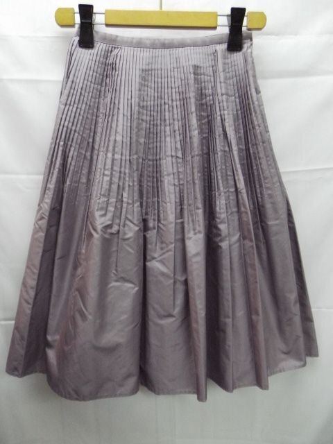 ★IENA plus epuree◎イエナ/プリーツスカート/パープル/シルク100%/日本製/W56cm/36サイズ拍卖