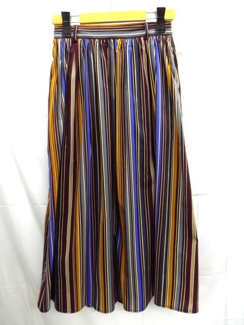 ★NICOLE CLUB◎ニコルクラブ/ストライプ柄/スカート/ブラウン/マルチカラー/W63cm~拍卖