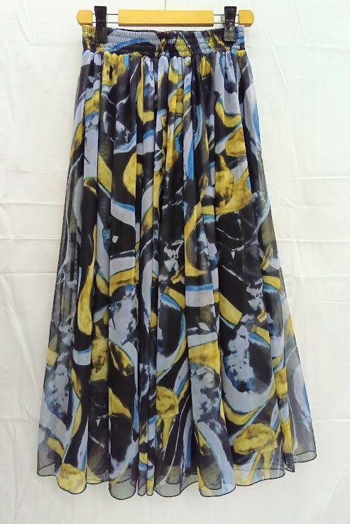 未使用★SKYSCRAPER◎マーブルシアーフレアスカート フリーサイズ グレー系 総柄 スカイスクレイパー ロングスカート 美品 新品拍卖