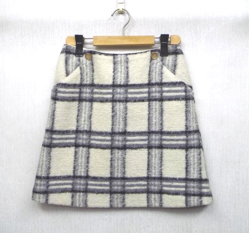 ★AG by aquagirl /エージー バイ アクアガール ◎ホワイト チェック ミニスカート Mサイズ拍卖