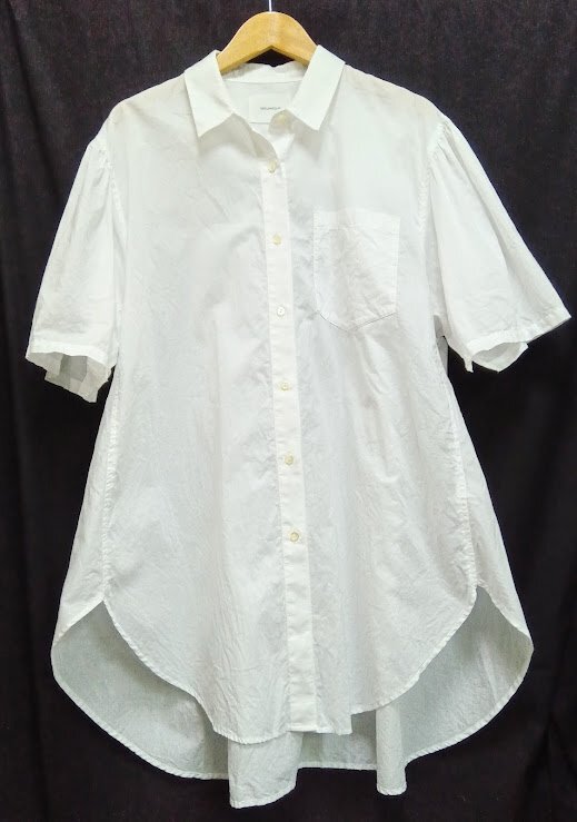 ミディウミソリッド☆MIDIUMISOLID ハーフスリーブワイドシャツ オフホワイト 参考価格:14,850円 白 コットン 半袖 ビッグシルエット拍卖