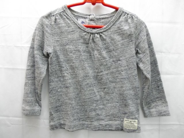 美品★PETT BATEAU◎プチバトー/トレーナー/ロンT/長袖Tシャツ/グレー/ベビー/94cmサイズ拍卖