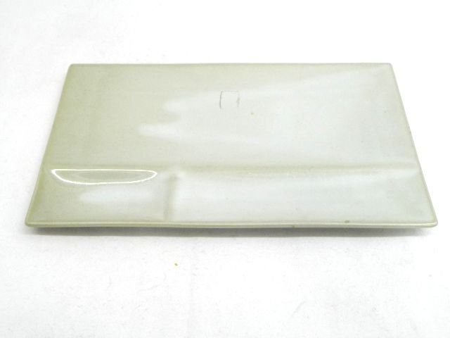 美品★ANNIVERSAIRE◎アニヴェルセル/瀬戸 赤津焼/モダン焼物皿/陶器/和食器/角皿/赤褐色/ホワイト系拍卖