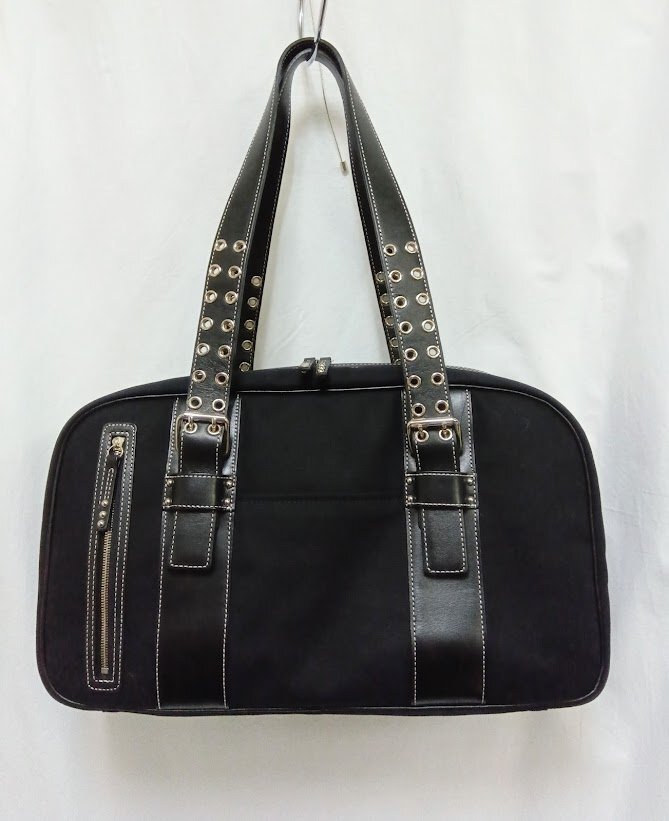 美品!アニエスベー ボヤージュ☆キャンバス レザー ボストンバッグ 黒 ブラック agnes b.VOYAGE de luxe ほぼ未使用拍卖