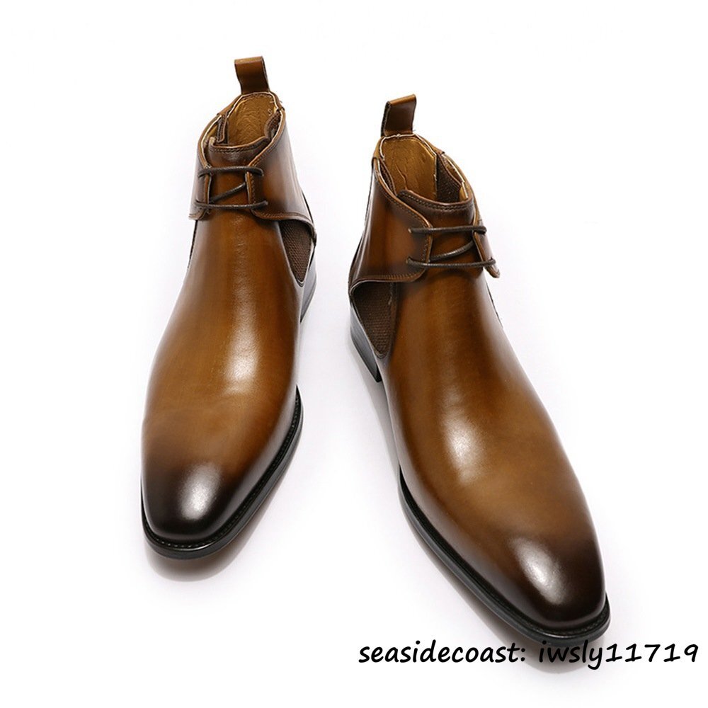 最高級★定価13万 マーティンブーツ 超希少 職人手作り 本革 レザーブーツ エンジニアブーツ ショートブーツ 牛革 紳士靴 ブラウン 26.0cm拍卖