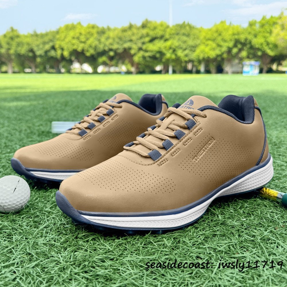 絶賛◆新品 ゴルフシューズ 通気性 スポーツシューズ メンズ 男女兼用 運動靴 耐久性 スニーカー フィット感 防滑 耐磨 ブラウン 27.5cm拍卖