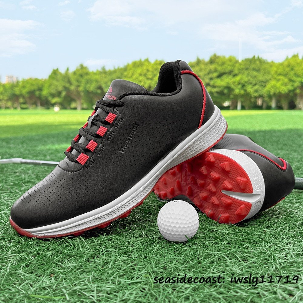 絶賛◆新品 ゴルフシューズ 通気性 スポーツシューズ メンズ 男女兼用 運動靴 耐久性 スニーカー フィット感 防滑 耐磨 ブラック 25.0cm拍卖