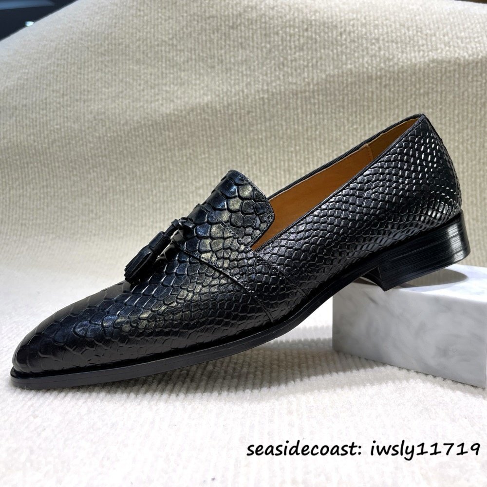 最高級◆定価9万超 本革 レザーシューズ メンズ 鰐柄 ビジネスシューズ 職人手塗仕上げ 彫り フォーマル 紳士靴 上質牛革 ブラック 26.5cm拍卖
