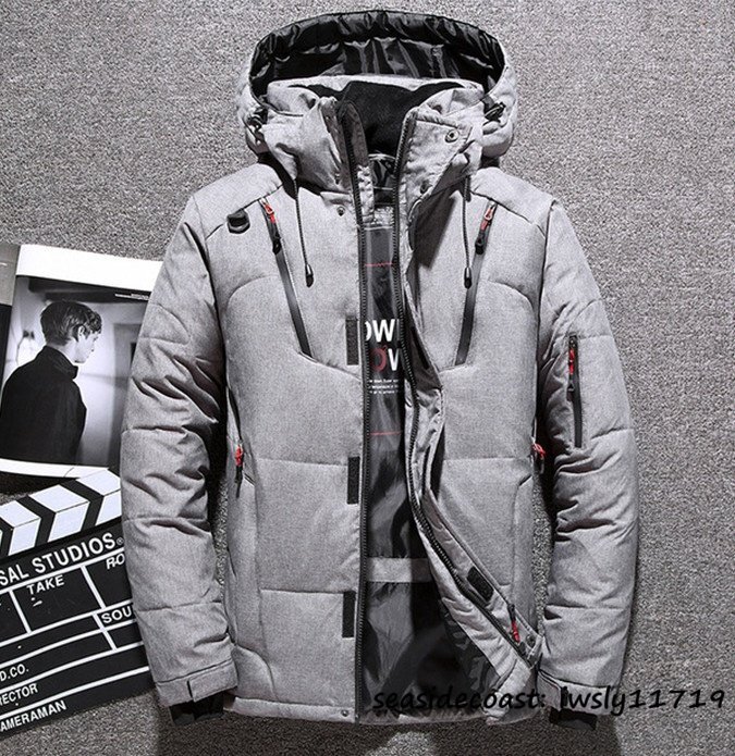 特売■冬新品 大人気 ダウンジャケット メンズ スキーウェア ダウンコート アウトドア ショートコート ジャンパー ブルゾン グレー M拍卖