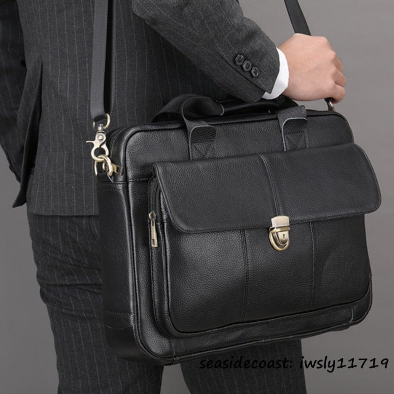 最高級*正規品 ビジネスバッグ メンズ 本革 レザーバッグバッグ 大容量 トートバッグ 上質牛革 ショルダーバッグ ブリーフケース ブラック拍卖