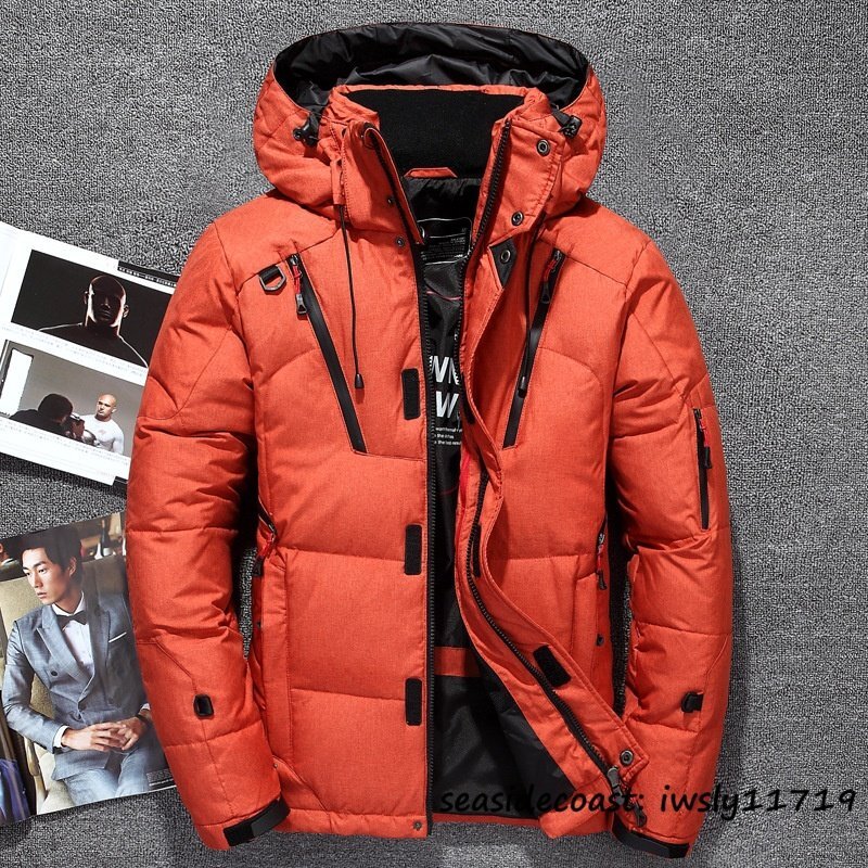 特売■冬新品 大人気 ダウンジャケット メンズ スキーウェア ダウンコート アウトドア ショートコート ジャンパー ブルゾン オレンジ 5XL拍卖