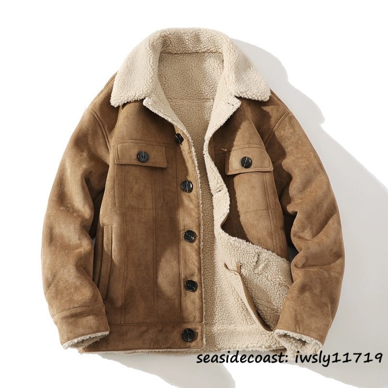 極美品★入手困難 ムートンコート メンズ ブルゾン ジャンバー ファーコート フライトジャケット ライダース 厚手 防寒 新品 アウター 5XL拍卖