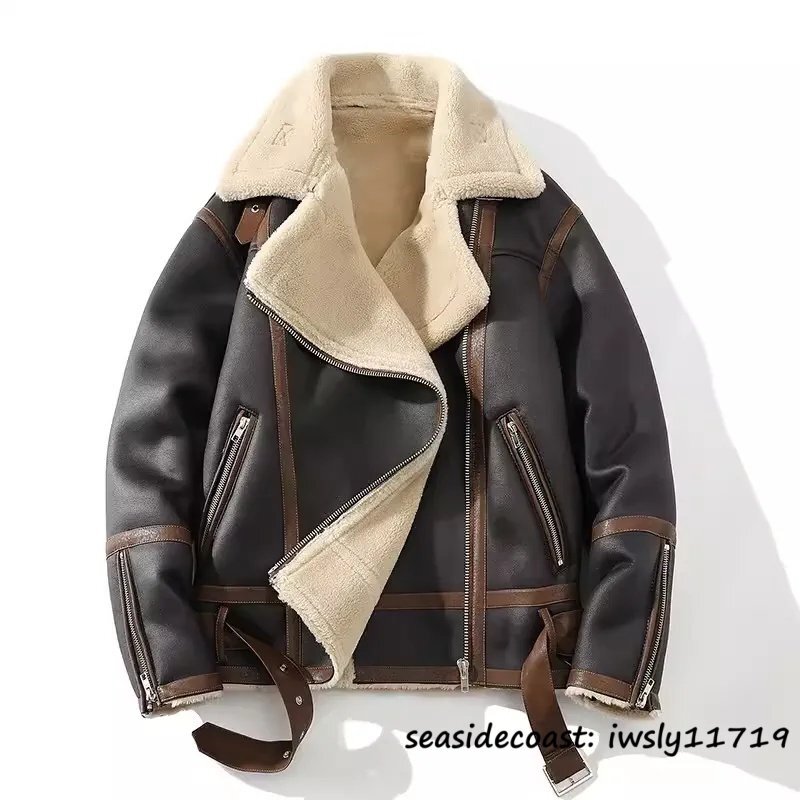 定価13万超◆入手困難 ライダース フライトジャケット メンズ 超防寒 厚手 ムートンコート ファーコート レザージャケット ジャンバー M拍卖