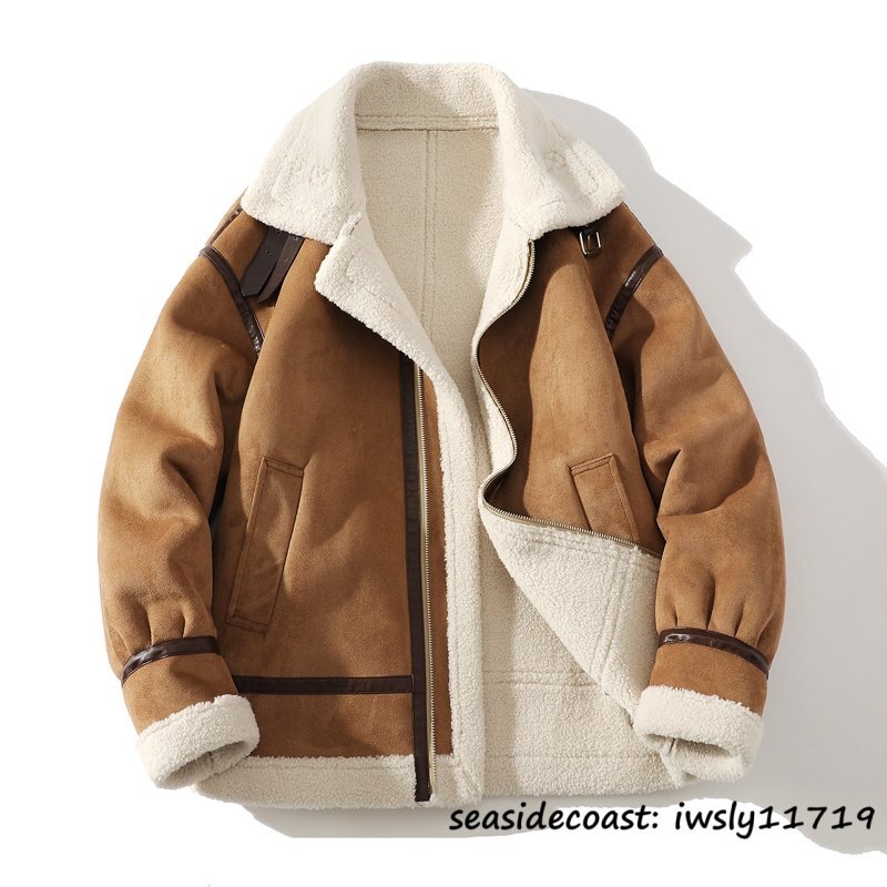 定価12万超◆超希少 ライダース メンズ 厚手 超防寒 フライトジャケット ファーコート ムートンコート ジャンバー ブルゾン アウター 5XL拍卖