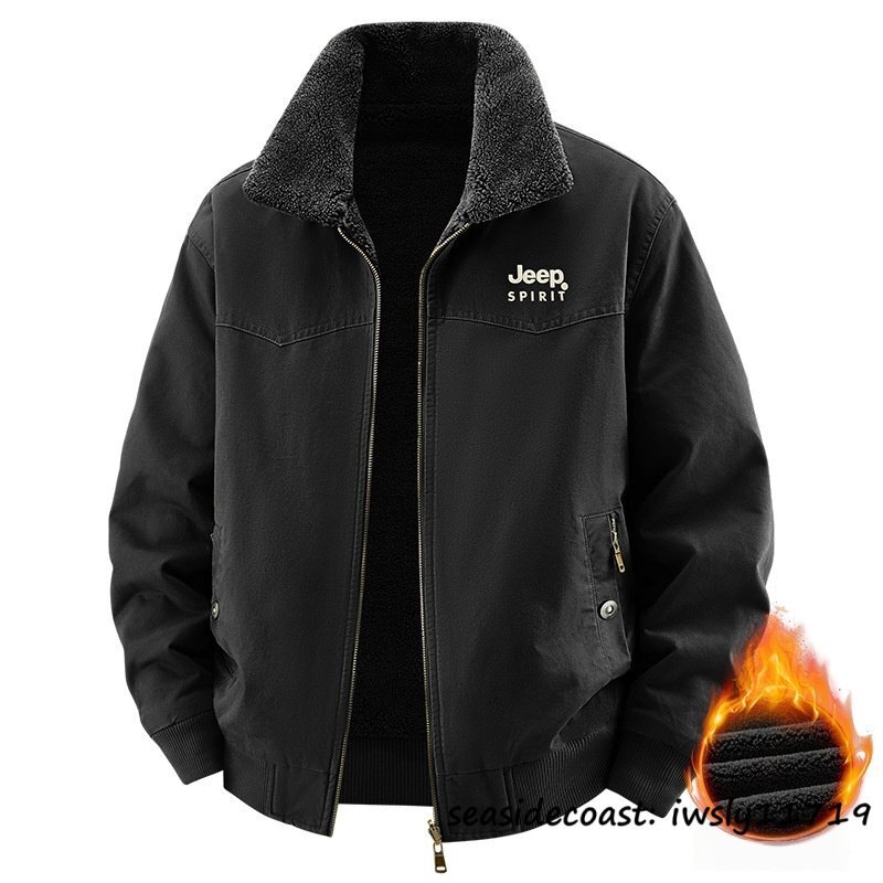 新作*ジャケット 秋冬 ブルゾン 裏フリース 防寒 厚手 防風 暖かい ムートンコート両面着 リバーシブル 作業着 ジャンパー ブラック L拍卖