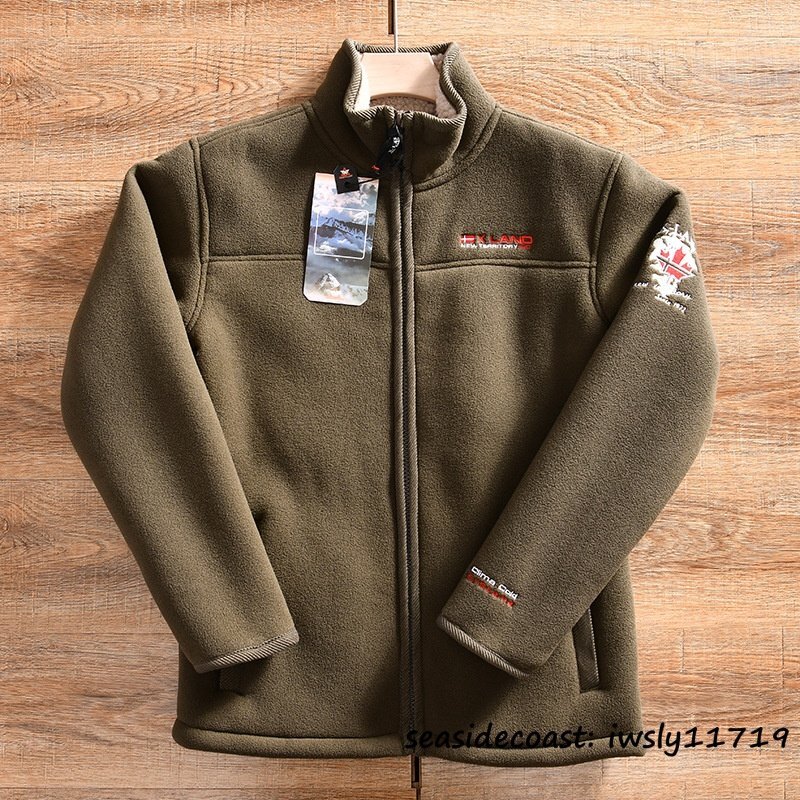秋冬新品◆ブルゾン メンズ 厚手 裏起毛 防寒防風 保温 フリースジャケット ボアジャケット アウター アウトドア 登山 パーカ オリーブ XL拍卖