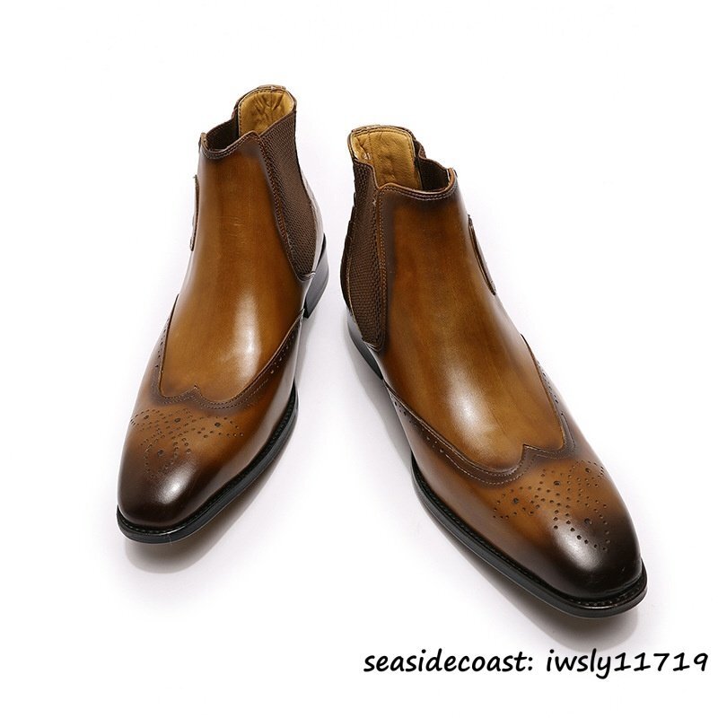 超希少■牛革 マーティンブーツ 鰐柄 エンジニアブーツ ビジネスブーツ メンズ 本革 レザーブーツ 職人手作り 革靴 紳士靴 ブラウン 26.0cm拍卖