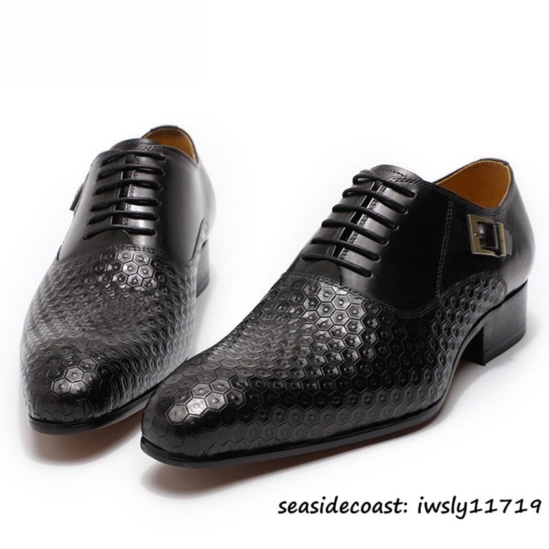 定価9万超★最高級 牛革 ビジネスシューズ 本革 レザーシューズ 厚底 超希少 職人手作り 紳士靴 フォーマル 革靴 冠婚葬祭 ブラック 25.5cm拍卖