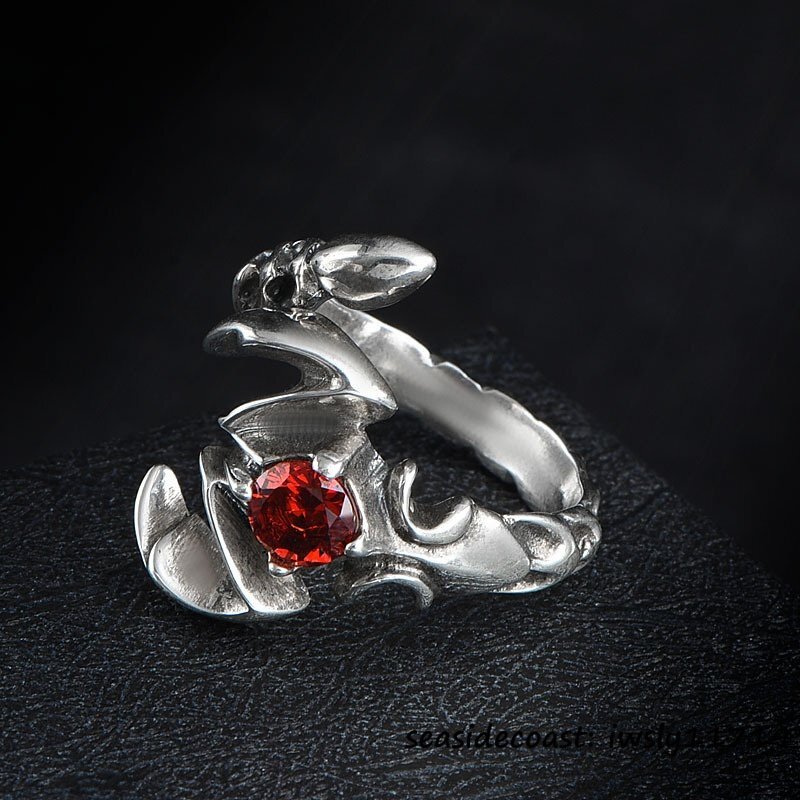 1円から ◆指輪 シルバー925 リング サソリ ダイヤモンド ドクロ アクセサリー メンズ レディース 男女兼用 フリーサイズ 調整可能拍卖