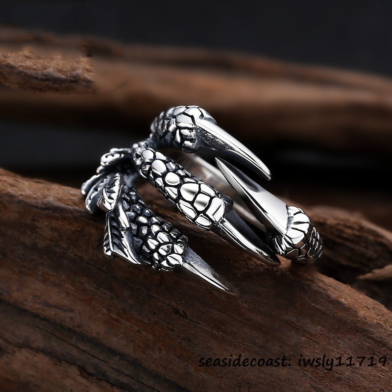 1円~ ◆超希少 指輪 シルバー925 リング 鷹の爪 ドクロ アクセサリー ターコイズ メンズ レディース 男女兼用フリーサイズ 調整可拍卖