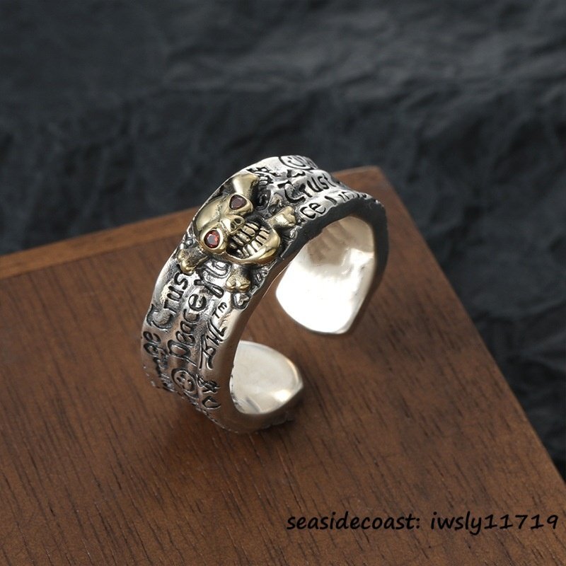 1円スタート ◆指輪 シルバー925 リング 髑髏 ドクロ アクセサリー メンズ レディース 男女兼用 フリーサイズ 選択 調整可能拍卖
