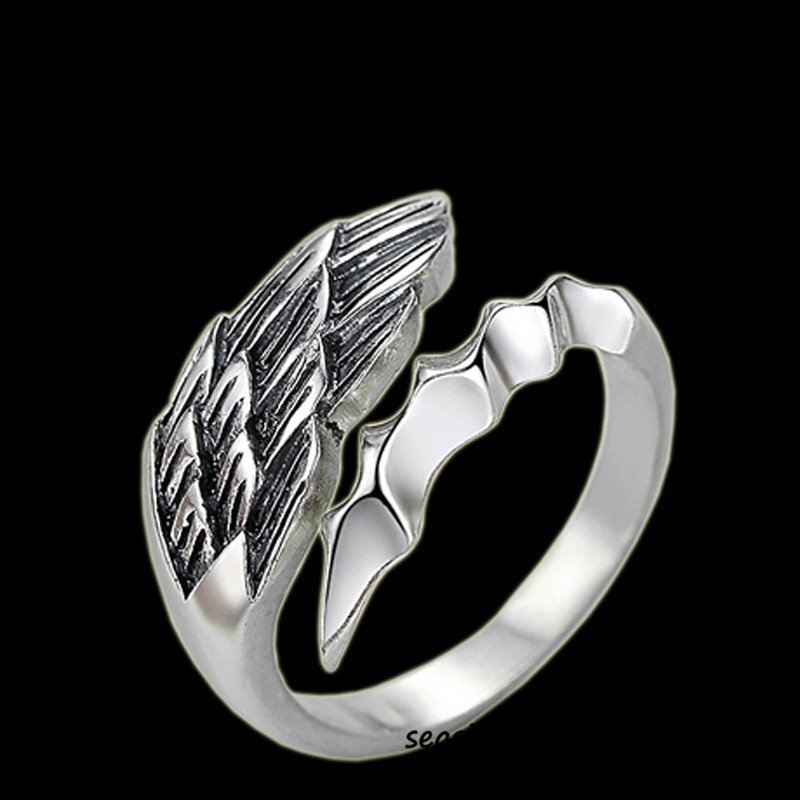 1円スタート★新品 指輪 シルバー925 天使の翼 リング メンズファッション アクセサリー 超希少 フリーサイズ 男女兼用 調整可能拍卖