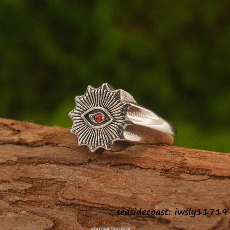 1円から◆シルバー925 リング 指輪 神様の目 アクセサリー 職人手作り レトロ メンズ レディース 男女兼用 フリーサイズ 調整可能拍卖
