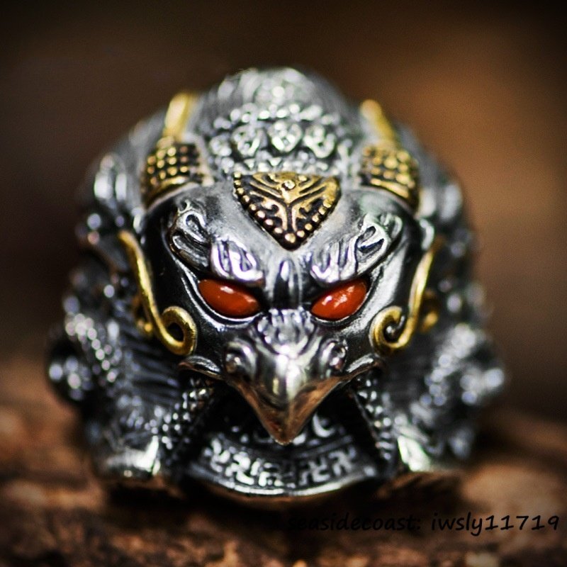 1円~ ◆新品 超希少 指輪 シルバー925 リング鵬 蛇 鳥 ドクロ アクセサリー ターコイズ メンズ レディース 男女兼用フリーサイズ 調整可拍卖