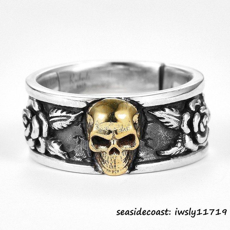 1円スタート ◆新品 指輪 シルバー925 リング 髑髏 ドクロ アクセサリー メンズ レディース 男女兼用 フリーサイズ 調整可能拍卖