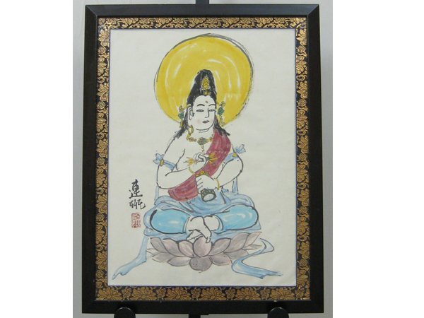 【心庵】額装 石黒連州 観音様図/肉筆 浄土真宗大谷派 棟方志功と交流 富岡鉄斎傾斜 富山県 真作 B417拍卖