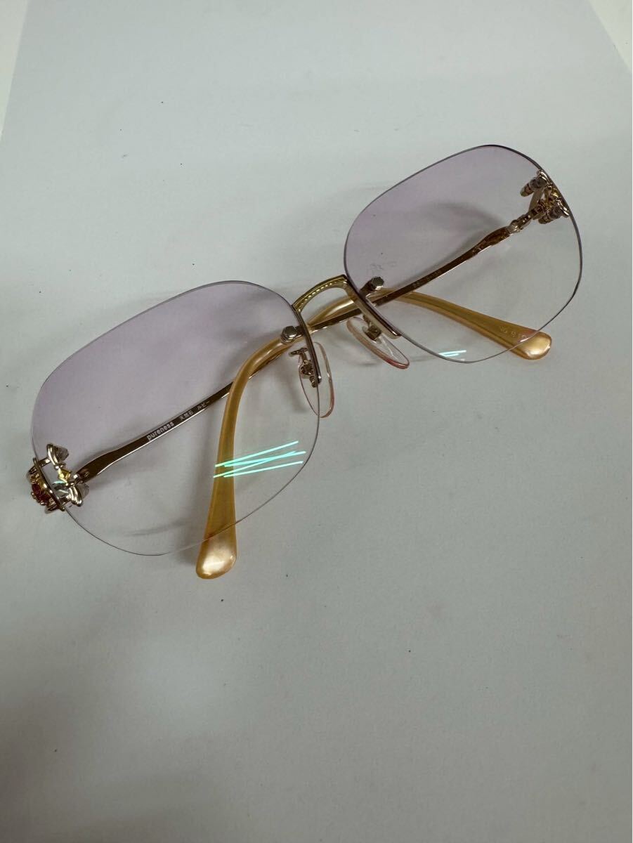 ○pureness メガネ 眼鏡 度入り 天然石 ルビー メガネフレーム リムレス レディース(NK10-110)拍卖