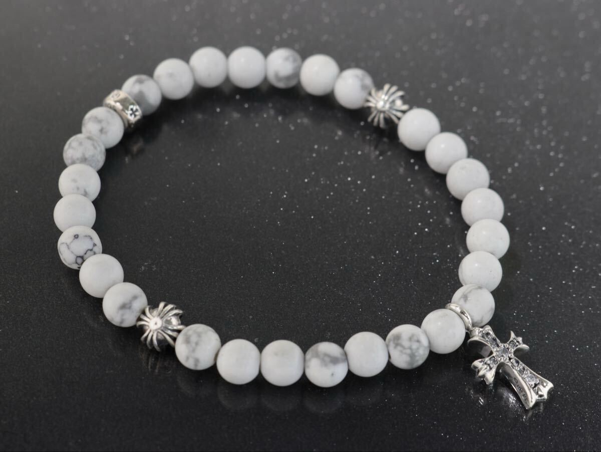 クロムハーツ/ビーズブレスレット/V5/ホワイトターコイズ/パヴェ/新品加工/CHROME HEARTS/1円から拍卖