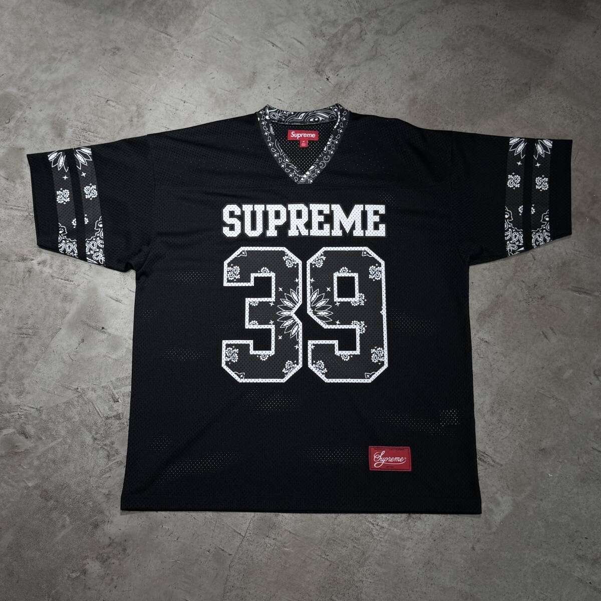 Supreme 25ss Bandana Baseball Jersey SIZE-M シュプリーム バンダナベースボールジャージー メッシュ半袖Tシャツ拍卖