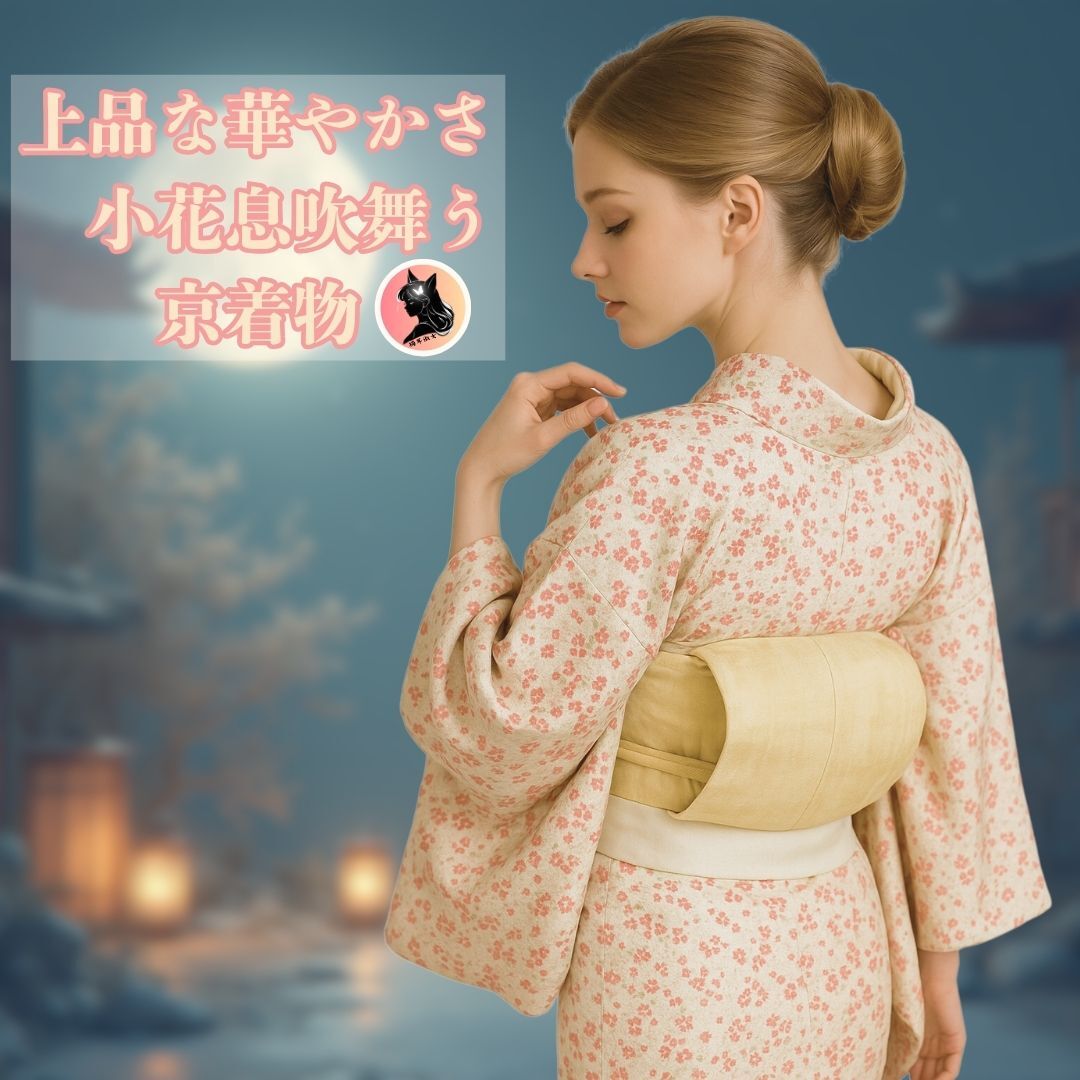 可憐 雅な京都の着物 高級な着物 美品 小花模様 美しい柄 艶 貴重 希少 レア 反物 京都着物 高級 着物 絵柄 雅 オークション拍卖