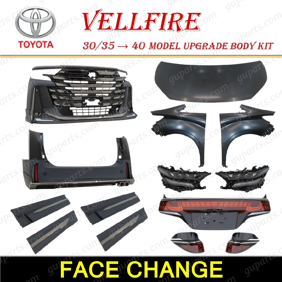 トヨタ ヴェルファイア 30 系 → 40 系 モデル フルボディ キット フロント リア サイド AGH30W AGH35W GGH30W GGH35W AYH30W拍卖