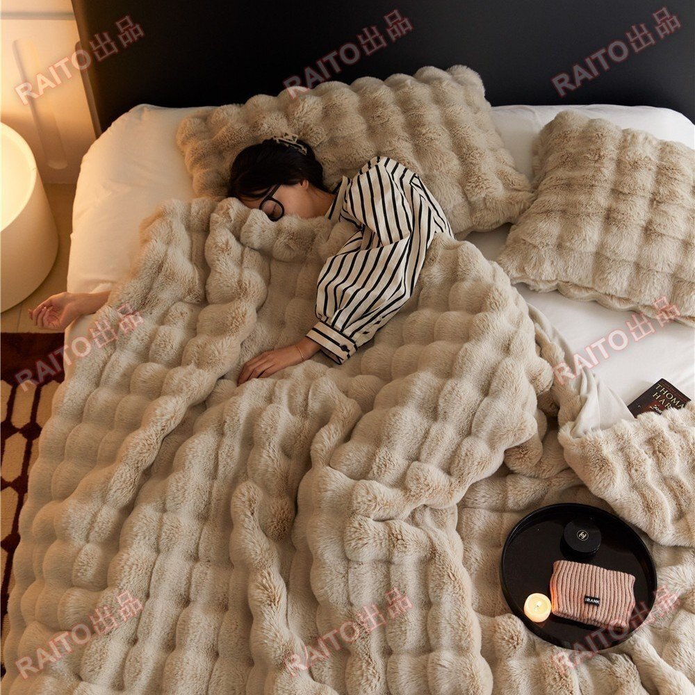 毛布 もこもこ毛布 ブランケット モコモコ とろとろ ふわふわ 毛布 ふわとろ ひざ掛 両面使用可能 ベージュ 140×200cm bhw066拍卖