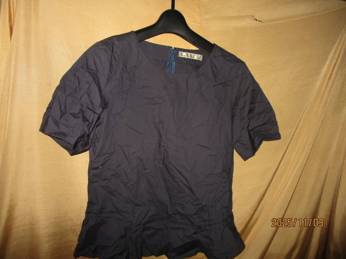 1/2 Un-Demi◆MIHOKO SAITO ミホコサイトウ◆コットン 切り替え ブラウス◆36 濃紺拍卖