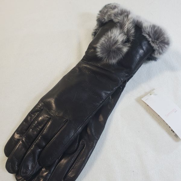 レディース手袋/やぎ革xレッキス ブラック/イタリア製拍卖