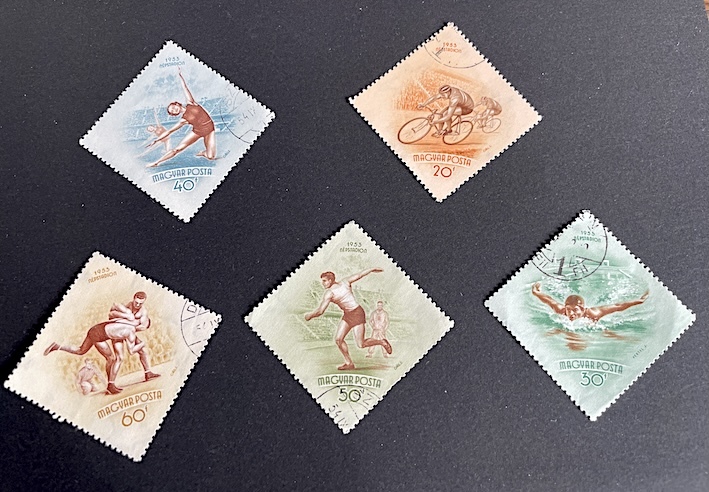 ハンガリー 切手 1953年 Npstadion(Pusks Ferenc Stadion)完成記念 MAGYAR POSTA 5種(消印あり) 希少拍卖