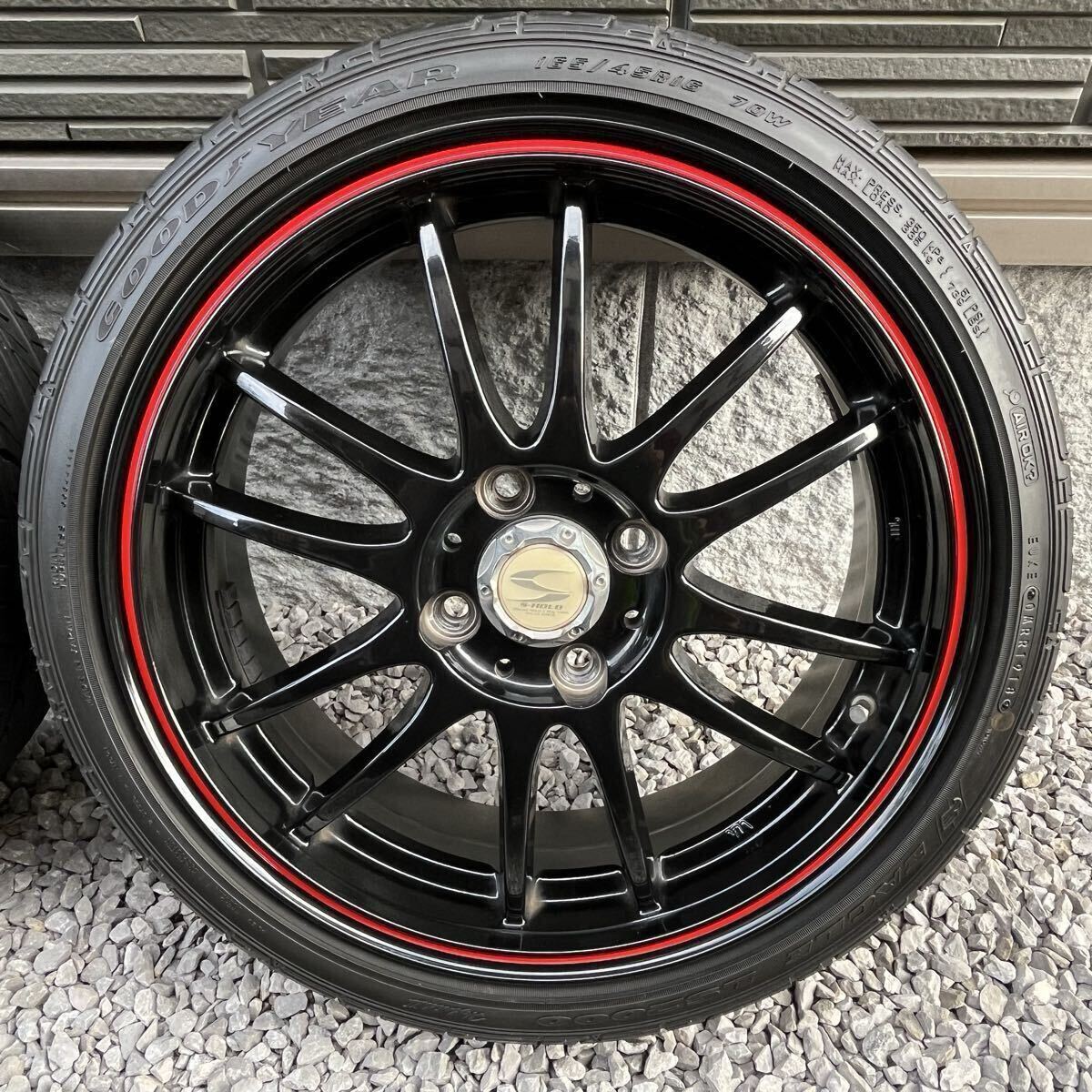 ☆格安 1円 スタート 廃版品 バドックス Sホールド ラグナBR 165/45 R16 16×5.5J +48 4×100 グッドイヤー LS2000 2018年製 7分山 4本☆拍卖