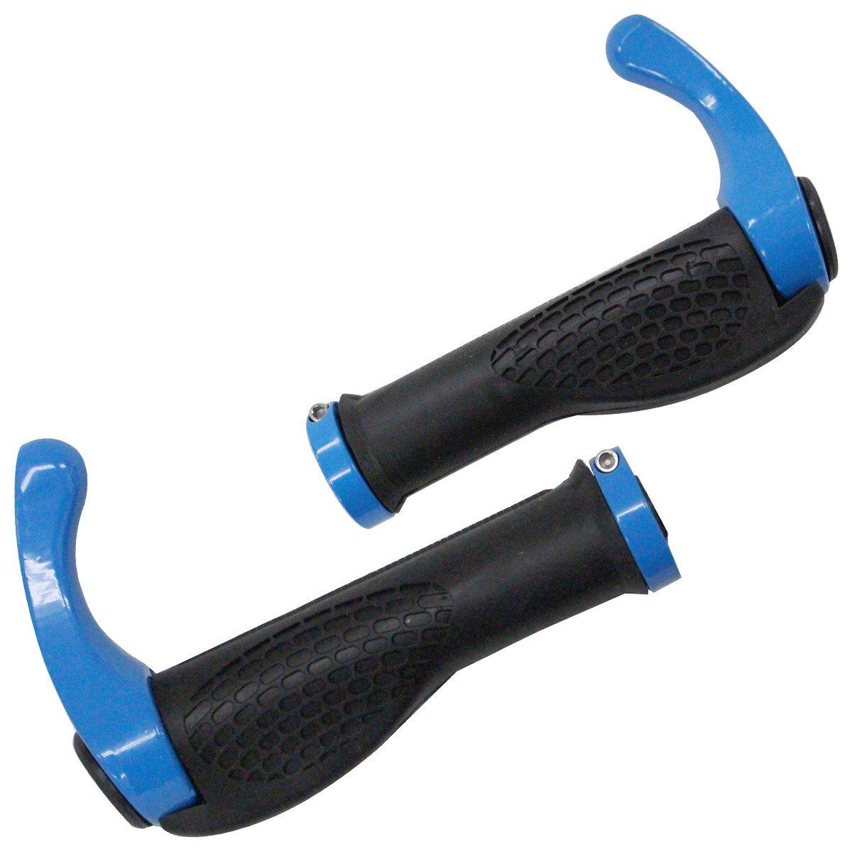 自転車 牛角 ハンドル グリップ 角度調整可 ブルー 青 バー エンド クロス バイク マウンテン ロード エルゴ 羊角 長距離拍卖