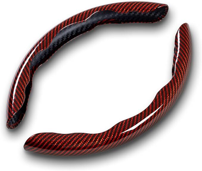 汎用品 クイックカーボン 取付簡単 ノンスリップ 用 滑り止め 保護カバー ハンドルカバー ステアリングカバー オールシーズン レッド拍卖