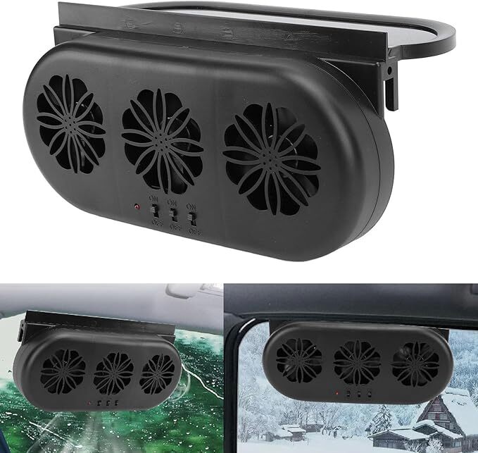 車載ファン ソーラー&USB給電 車用排気ファン 換気ファン 脱臭 空気循環 車中泊アイテム タバコ匂い脱臭 オールシーズン利用可能拍卖