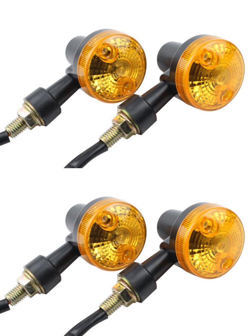 バイク ウインカー 丸型 オレンジ ペアオートバイインジケータライト信号灯オートバイランプターンシグナルウインカーライト 拍卖